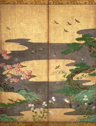 Vogels met herfst- en winterbloemen